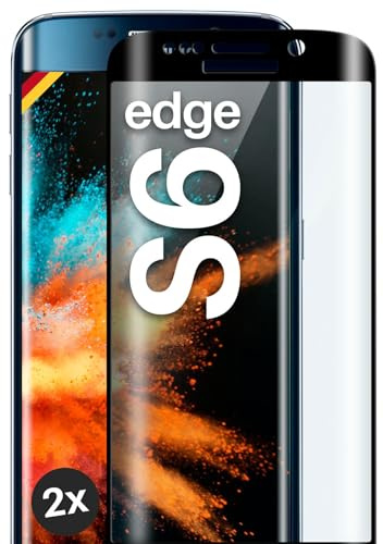 moex CurveProtect für Samsung Galaxy S6 Edge Panzer Schutzglas, Full Screen Schutzfolie randlos, ganzer Bildschirm komplett abgedeckt, Panzerfolie Curved 3D Glas Folie, Schwarz 2 Stück