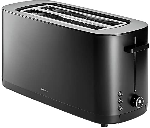 ZWILLING Enfinigy 2 Long Slot Toaster, 4 Slices with Extra Wide 1.5 Slots for Bagels, 7 Toast Settings, Even Toasting, Reheat, Cancel, Defrost, Black