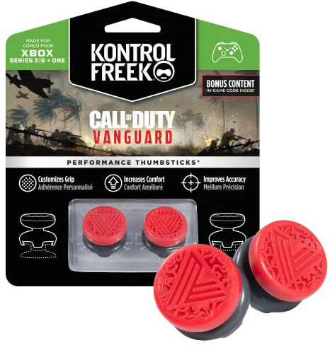 KontrolFreek Call of Duty: Vanguard Performance Thumbsticks für Xbox One und Xbox Series X | 2 High-Rise, Hybrid| Rot/Blac