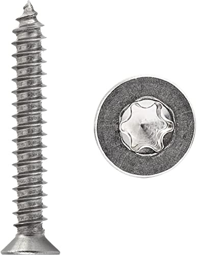 FASTON® Blechschrauben mit Senkkopf und Innensechsrund 6,3x70 mm Edelstahl A2 V2A (50 Stück) DIN 7982/ ISO 14586 Form C mit Spitze Selbstschneidend TORX TX