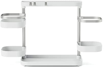 Umbra 1017580-670 Holster Multi-Level-Organizer, Moderne Aufbewahrung für Küche, Badezimmer und Büro, Kunststoff, Weiss/Nickel, Einheitsgrösse