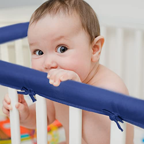 ISAKEN Bettkantenschutz Für Kinderbetten, Schutz für Bettrahmen Kantenschutz Baby Babybett Umrandungen Nestchen Kopfschutz Gitterbett Umrandung 132x17 cm Schutz vor Kauen und Kratzen durch das Baby