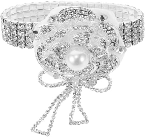 ifundom Handgelenk Corsage Handgelenk Corsage Strass Handgelenk Blume Corsage Hochzeit Blumenstrauß Corsage Blume Handgelenk Corsagen Hochzeit Braut Corsage Zubehör (Silber) Hochzeitssträuße