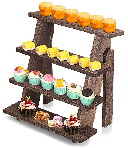 Nynelly Etagere aus Holz mit 4 Ebenen, Cupcake-Ständer aus Holz, Pflanzenständer, Gewürzregal, Treppen-Regal aus Holz, für Sammlung, Figuren, Desserts