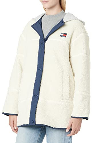 Tommy Jeans Tjw Reversible Sherpa Jacket DW0DW14292 Abrigos de Tejido, Blanco (Ecru/Multi), S para Mujer