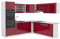 Vicco Eckküche R-Line, Bordeaux Hochglanz/Weiß, 237 x 247 cm ohne Arbeitsplatte
