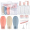 12 Stk Reiseflaschen Set, 60 ml Kosmetikflaschen, Reise Flaschen und Behälter, leere nachfüllbare Squeeze Flaschen Behälter, Reisegrößen Flaschen für Reise Toilettenartikel, Shampoo, Conditioner