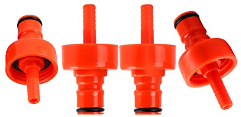 MRbrew Plastic Carbonation Cap, 4 PCS Ball Lock Keg Post 5/16'' Beer Line Nipple Barb Homebrew Kegging Soft Soda Drink PET Bottles Counter Pressure Bottle Filling Cap with Spare Sealing Gasket O-rings