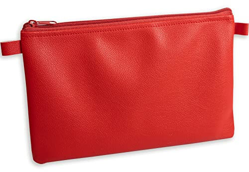 effektivo Banktasche mit Reißverschluss, Kunstleder rot, 27 x 17 cm, passend für Dokumente bis DIN A5