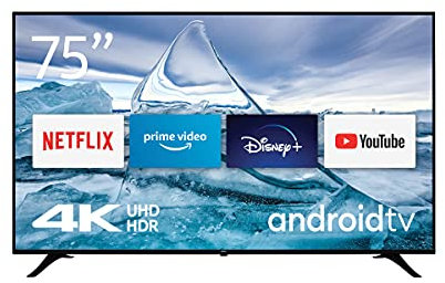 Nokia 75 Pollici (189 cm) 4K UHD Televisori Smart Android TV, DVB-C/S2/T2, Netflix, Prime Video, Disney+, UNE75GV220I, 2022