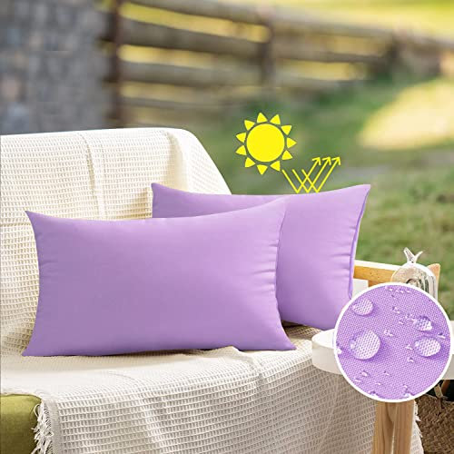 VAKADO Wasserdichte Kissenbezüge für den Außenbereich, dekorativ, lila, für Terrassenmöbel, Dekoration für Garten, Bank, Veranda, Couch, Zelt, Sonnenschirm, 30,5 x 50,8 cm, 2 Stück