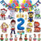57 Stück 2. Geburtstagsdeko Geburtstag Deko 2 Jahre Jungen Mädchen Party Deko Set Happy Birthday Banner, 9 Großer Folienballons, 20 Latex Ballons, Tortendeko, Kerzen, Geburtstags Mützen (Zahl 2)