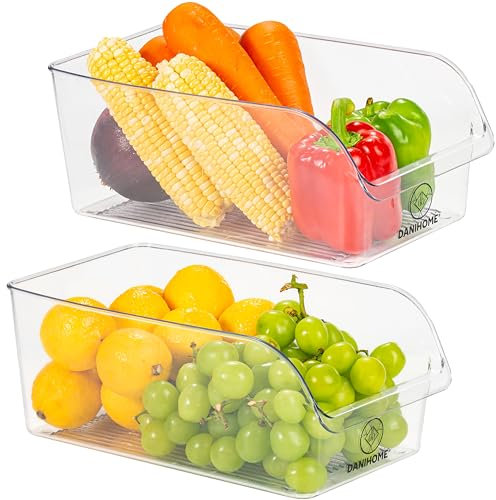 DANIHOME® KitchenClear 2X - 2er Kühlschrank Organizer Set - Ordnungssystem Küche - Küche Aufbewahrung & Organisation & Organizer Kühlschrank - Organizer Schminke - Fridge Organizer Bad