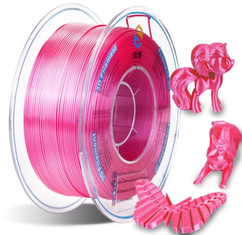 YOUSU Seiden 3D Drucker Filament, Glänzendes Seiden Rose PLA Filament 1,75mm 1kg(2,2lbs), Starke Bindung und Überhangleistung, Kompatibel mit den Meisten 3D Druckern