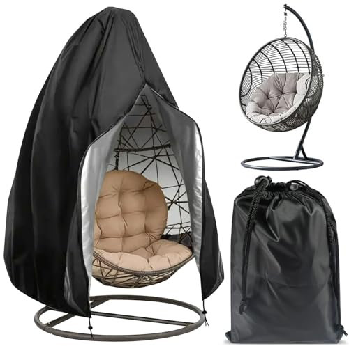 Funmo Housse de Chaise Suspendue de Patio, 210D Oxford-Tissu Bache de Protection Exterieur avec Fermeture éclair et Cordon, Protecteur de Meubles de Jardin Résistant Résistant, 190 x 115 cm