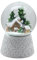 Edle Schneekugel Hüttenzauber mit weißem Kunststein-Sockel Winter Berghütte Winterwald Spieluhr 10cm Durchmesser * 20148