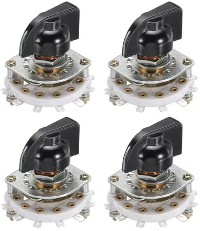 QUARKZMAN Interruptor Rotativo 1P6T de 1 Polo y 6 Posiciones para Selector de Banda de 1 Nivel para TV, Radio, Máquina Doméstica (4 Unidades)
