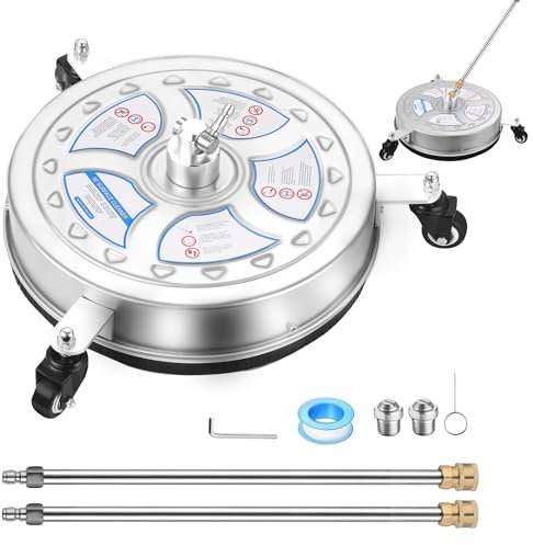 40,5 cm Hochdruckreiniger-Oberflächenreiniger mit 3 Rädern, Edelstahl-Hochdruckreiniger-Zubehör, 1/4-Zoll-Schnellstecker, 2 Verlängerungsstäben und 2 Ersatzdüsen, 4000 PSI, Hochdruckreiniger-Aufsätze