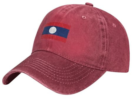 Baseballkappe mit Flagge von Laos für Männer und Frauen, Vintage-Cowboy-Hü