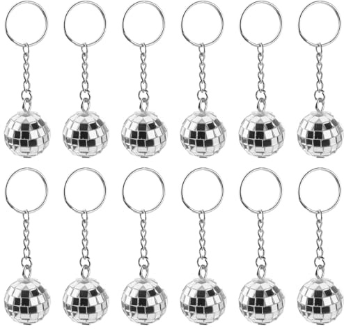 Discokugel-Schlüsselanhänger, silberfarben, Mini-Schlüsselanhänger für Taylor Swift, Partyzubehör, kleine silberne Discokugel-Zubehör für 70er-, 80er-, Disco-Party-Zubehör, Halloween,