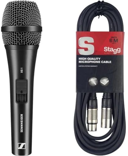 Sennheiser XS 1, Micro Main Dynamique Professionnel à la qualité de Son exceptionnelle, très Robuste & Stagg Câble Microphone de Haute qualité XLR vers Prise XLR, 6 m, Noir