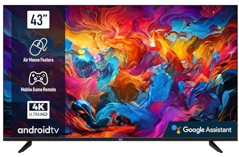 Q.2 4319 | Téléviseur 108 cm (43 Pouces) | 4K UHD 3840x2160 | Android TV | HDR | sans Cadre | WiFi, Bluetooth | Noir