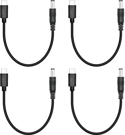 4Pcs DC Court 5.5mm x 2.1mm à USB C Cordon d’Alimentation 6inch, DC 5521 mâle à USB Type C Prise mâle 5V 3A câble de Charge d’Alimentation Cordon d’Extension