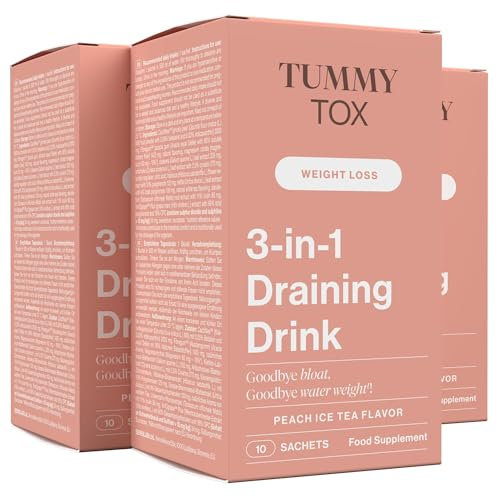Löwenzahnwurzel, Artischocke, Brennnessel, Magnesium, Hibiskus - 30 Beutel - Pflanzliche Inhaltsstoffe, Getränk mit Pfirsichgeschmack - 3-in-1 Draining Drink Tummy Tox
