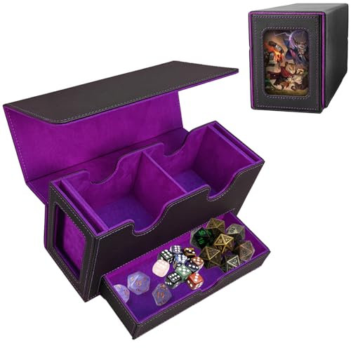 MTG Commander Deck Box, MTG Deck Box with Display Window, Magnetic Trading Card Storage Box with with Dice Tray Fits 200+ Sleeved Trading Cards for Magic The Gathering Playing TCG CCG Magic Cards