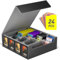 Hot Bee MTG Deck Box, Quartuple Trading Card Storage Box Holds 2400+ Cards for Yugioh, MTG, TCG, Magic the Gathering Commander Cards, Playing Card Case PU Leather Magnetic Closure, Grey