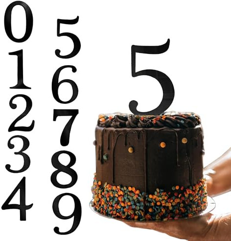 Tortendeko Geburtstag 10 Stück Number Kuchen Deko Schwarz Cake Topper 0-9 Kuchendekoration für Hochzeits Dekorationen, Geburtstage, Babyshower