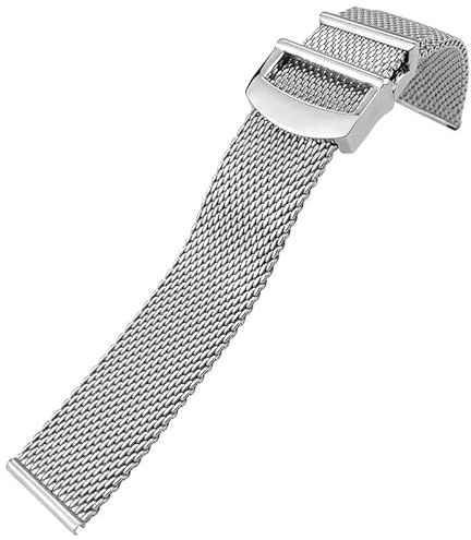 JDIME Edelstahl-Armband aus gewebtem Mesh, 20 mm, 21 mm, 22 mm, passend für IWC Le Petit Prince Mark 18 Portofino, solides Uhrenarmband(Silver,20mm)