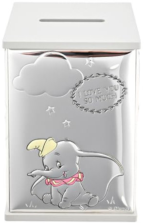 Disney – Dumbo – Echt versilberte Spardose – hergestellt in Italien – Offiziell lizenziertes Disney-Merchandise-Produkt – Haushaltswaren für Bargeld, frühe Jahre, Erwachsene, Kinderzimmer,