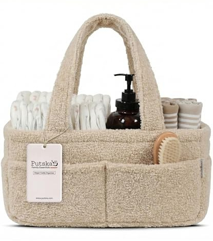 PUTSKA Baby Windeltasche Organizer, Teddyfleece Aufbewahrung