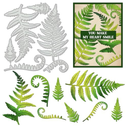 BENECREAT Fern Leaves Die Cuts for Card Making, Leaves Cutting Dies Stencil for Scrapbooking, Plant Embossing Die Cuts for DIY Album Decorative Paper Card Making