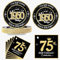 algpty 60 PCS Vintage 75th Birthday Plates and Napkins Set, Black and Gold, Service for 30, 1950 Birthday Dessert Plates and Napkins Party Supplies