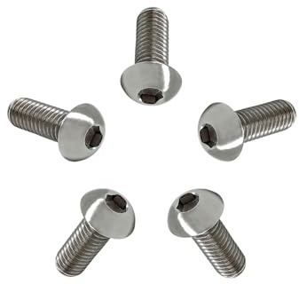 RISON-Titanium Vis à Tête Bombée M3 M4 M5 M6 M8 en Titane GR5 ISO7380, 5 Pièces Vis à Tête de Bouton Boulons à Six Pans Creux Allen Boulon à Douille Hexagonale Vis à Métaux