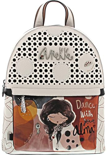 Anekke Rucksack mit Doppelfach, organisiertes Design, gefütterte Innenseite und Außentaschen, Maße: 26 x 30 x 9 cm, Zubehör und Accessoires für Damen, Mehrfarbig, OneSize