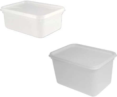CATERINGBASE LTD Food Storage Containers, 2L and 4L Rectangular Ice Cream Tubs, Pack of 5 each size, White