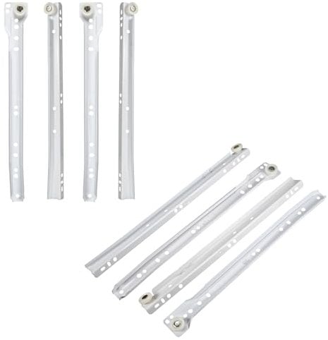 DBOO 2 Pairs Powder-Coated Heavy Duty Drawer Runners with Nylon Rollers, Soft Close & Anti-Drop Design, White Undermount Slides for Kitchen Cabinets