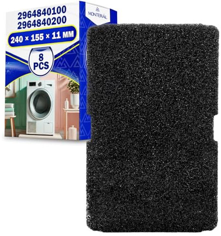 8 Pezzi Filtro Asciugatrice 240x155x10 mm con Codice Originale 2964840100 2964840200 per Beko 782372445 783372152 per Smeg – MONTERAL