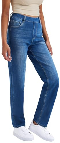 LaiEr Women's High Stretch Yoga Jeans,Skinny and Hip Lifting Pull on Pocket Fitness,Soft and Comfortable Micro Bootcut Pants Suitable for Sports and Fitness Yoga Exercise.(MidBlueXS)