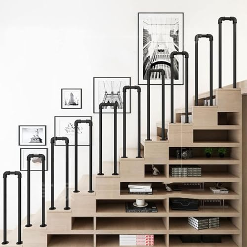 Scala a forma di U per veranda, soppalco, corridoio e giardino, ringhiera in ferro battuto antiscivolo per scale interne ed esterne con binario di sicurezza a pavimento