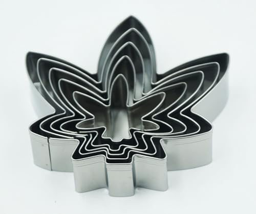 Maple Leaf Cookie Cutters Set, 5 PCS Set Maple Leaf Shaped Stainless Steel Molds for Cookies,Biscuit,Vegetable,Fruit,Baking Pastries Doughs