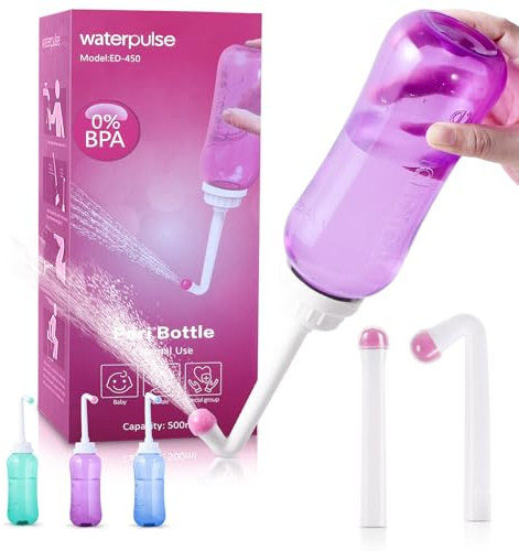 Portable Bidet Postpartum Essentials Bottle- Travel Bidet with a Water Pressure Button,Bidet Sprayer,for Postpartum Care of Women for Perineal Repair and Cleaning 500ml（Purple）