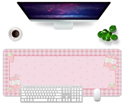 Mauspad Rosa Schreibtischunterlage Herzform 80x30cm Mousepad XL Groß Mauspad, Computer PC Tastatur Mousepad Groß Desk Pad & Desk Mat XL (Rosa -05)