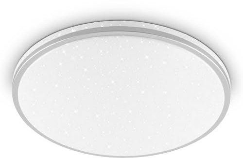BRILONER - LED Deckenlampe mit Rahmen, Sternenhimmel, neutralweißes Licht, LED Lampe, Deckenleuchte, Wohnzimmerlampe, Küchenlampe, Deckenbeleuchtung, 33 x 6 cm (DxH), Chrom-Matt