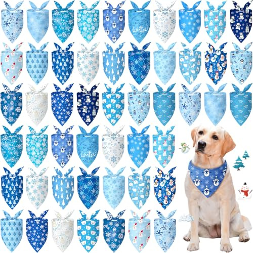 Preboun Hundehalstücher für den Winter, Motiv: Schneeflocken, Schneemänner, Dreieckstuch, Lätzchen, Schals, Set für Haustierkostüm, Foto-Requisiten, Zubehör, Tiergeschäfte, 25 Stile (31,5 x 21,7 x