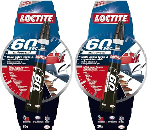 LOCTITE Colles Multi-Usages 60 SECONDES UNIVERSAL Tube 20g Blister (Lot de 2)