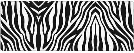 BLWSLC Large desktop mat Zebra pattern printed rubber-bottomed keyboard pad suitable for office use